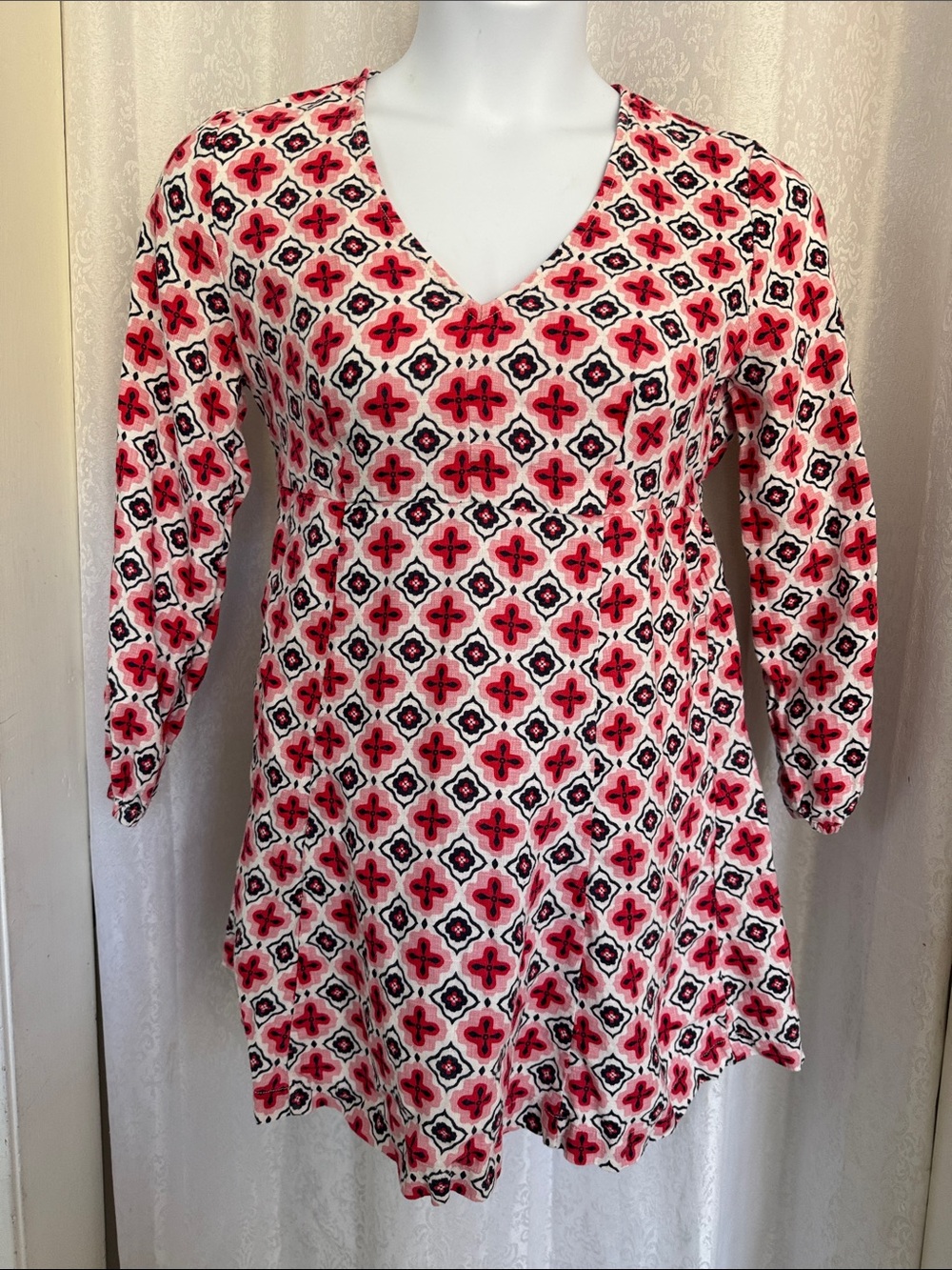 BODEN LINEN EMPIRE MINI DRESS SZ: 8P